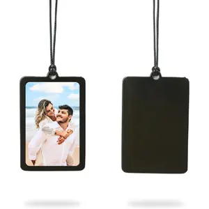 Rear View Mirror  Photo Frame | Durable Zinc Alloy,  Glass | Adjustable Cord | Easy Photo Interchange |  Decor & Personalized Gifts (Black)