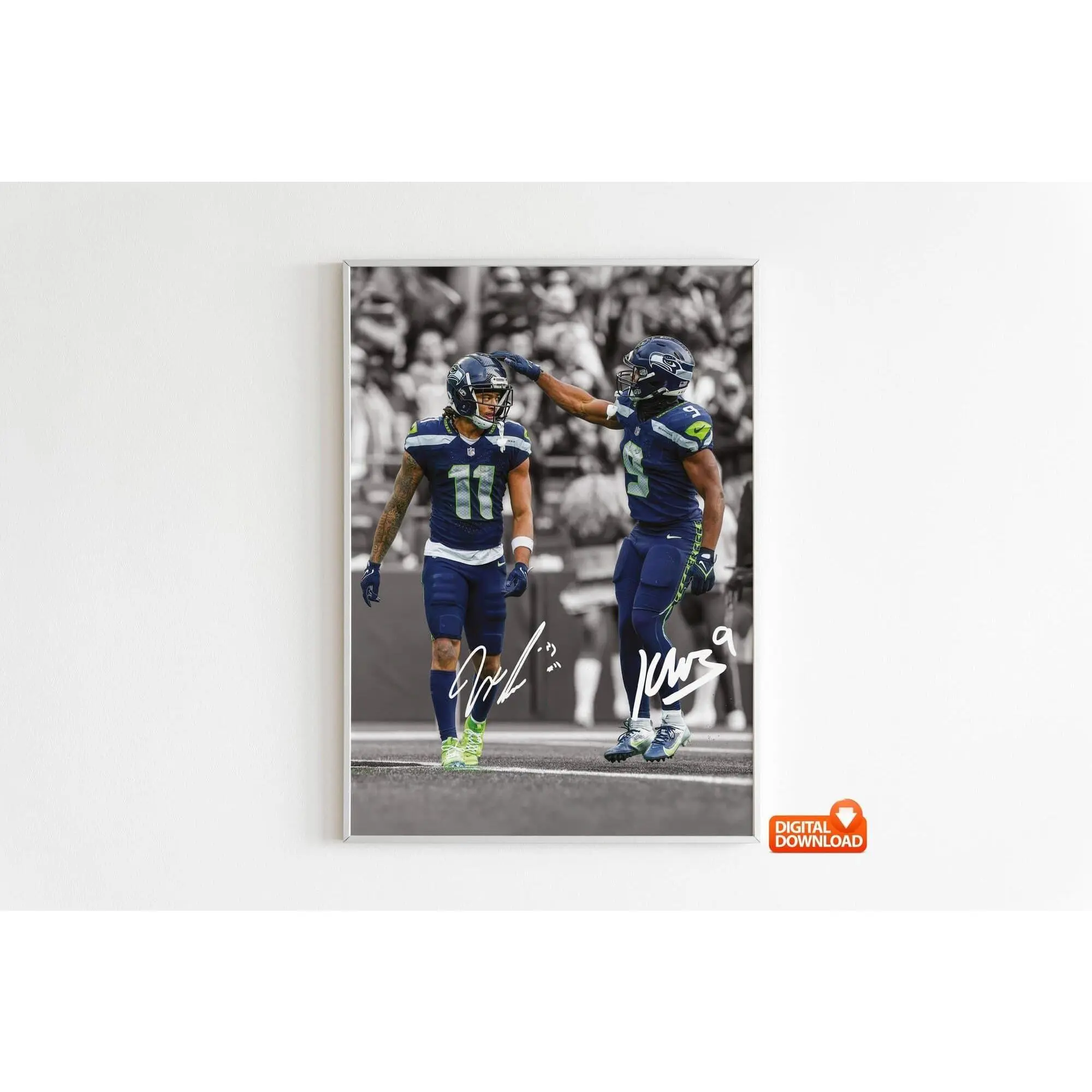 Jaxon Smith-Njigba Poster, Kenneth Walker III, Signed Football Poster, Best Gift For Fans( Unframed - Print Only )