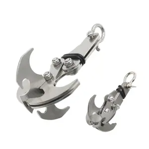 Grappling Gravity Hook Survival Carabiner Stainless Steel Multifunctional Rescue EDC Tool Tactical Emergency Key Chains for Outdoor Climbing Equipment