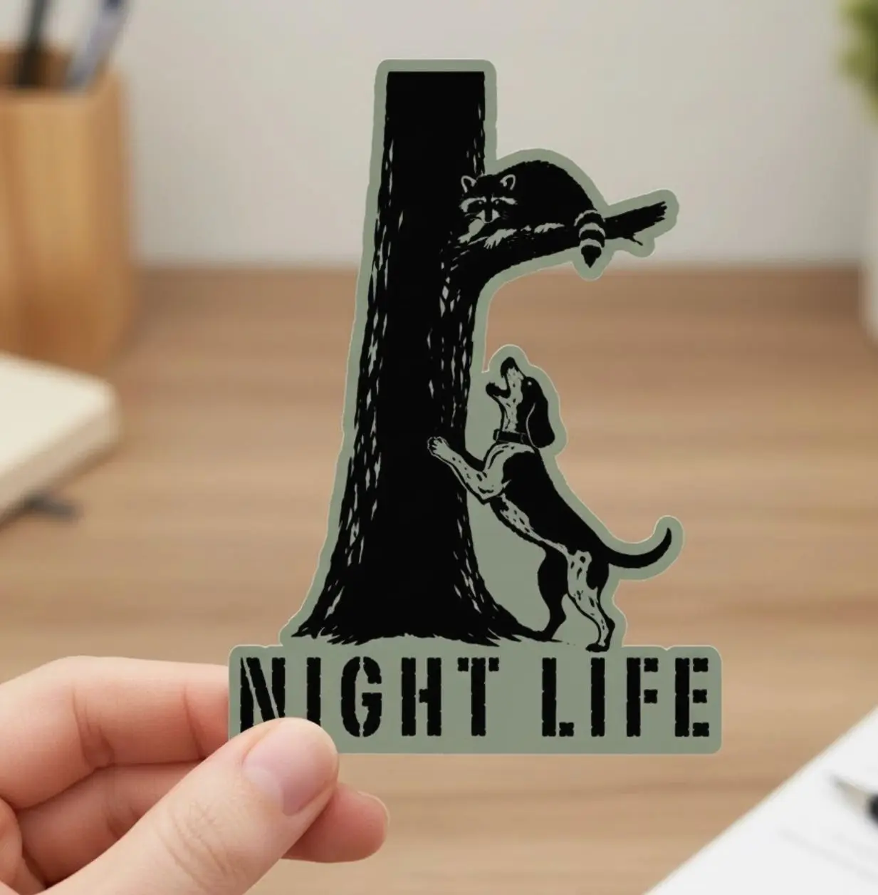 Night Life Coon Hunting Decals, Laptop Water Bottle Decal Sticker