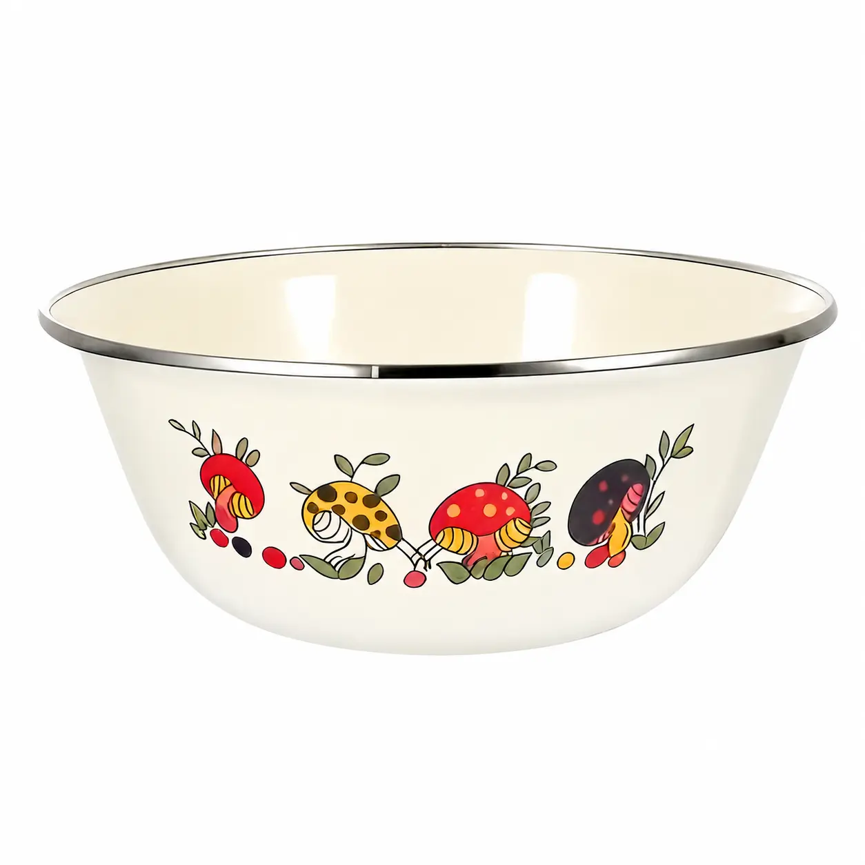 Vintage Floral Enamelware Bowl - Floral Print, Food-Safe, Shallow, Textured, Shatterproof, Durable Round Dishwasher-Safe for Fruit, Salads - Ideal for Outdoor Camping, Picnics, Floral Print Bowls, Food-Safe Bowls
