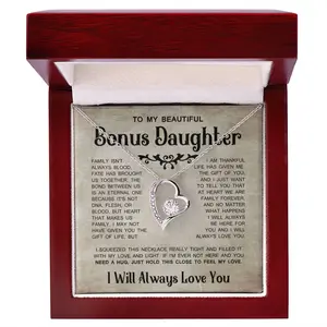Bonus Daughter Necklace Heartfelt Gift For Stepdaughter Or Adopted Daughter Featuring Eternal Bond And Love Beyond Blood Message