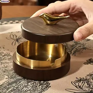 Luxury Ashtray with Lid for Home & Car, Modern Creative Design, High-End Decorative Ashtray for Living Room, Retro Stylish Personalized Smoking Accessory, Windproof & Odor-Sealing Desktop Ashtray