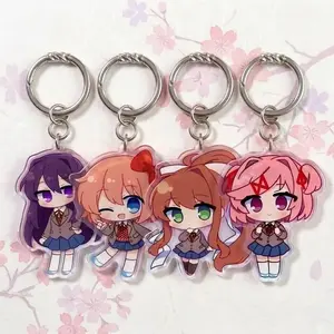 DDLC Monika Natsuki Yuri Sayori Acrylic Keychain, Doki Doki Literature Club Anime Bag Charm - Cute Characters, Kawaii Bag Charm for Keys, Backpack & Gifts, Collectible Fan Accessory, Aesthetic Game Merch!