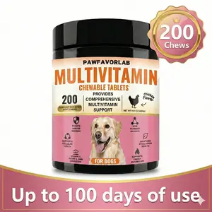 PAWFAVORLAB Daily Multivitamin for Dogs (Chicken Flavor) Human-grade, Vet-formulated, 8-in-1 Chewable Multivitamin Bite for Dogs, Soft Chew Immune Support Dog Treats 200 Soft Chews pet chews vitamins and supplements