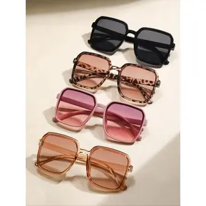 Women's Semi-Rimless Oversized High Quality Sunglasses Set, Anti-UV, Blue Light Blocking, Lightweight Durable Sunglasses for Beach, Daily Outings