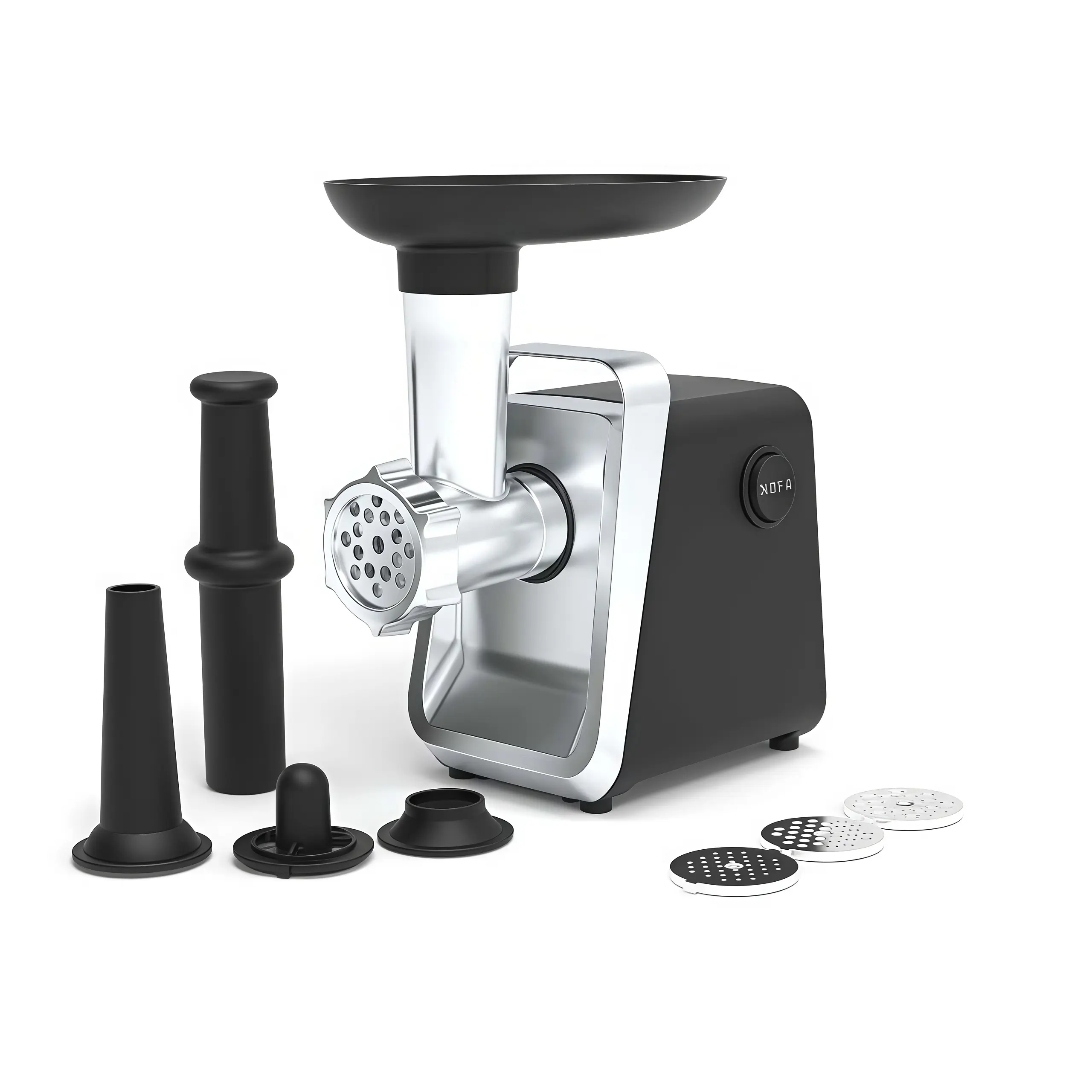 Heavy Duty 200W Meat Grinder with 3 Blades, Sausage Stuffer & Cube Kit — UL 982 Certified, Stainless Steel Black, MG-S10 DDJRJ-1, 110-120V, Perfect for Burgers, Sausages, Meatballs & Pet Food