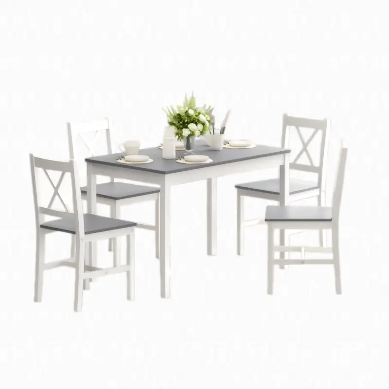 Nicole Selection Elegant 5-Piece Dining Set: Solid Wood Table + 4 Chairs, Multi-Functional Modern Furniture for Dining, Working & Stylish Decor