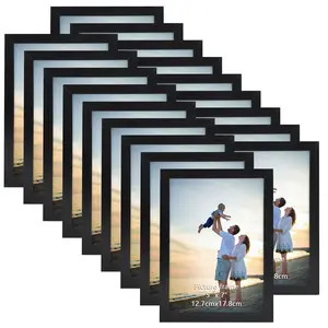 Wood Photo Frame Set, HD Glass Display Frames for Wall & Desktop, Thin Border Design, Traditional Style Home Decor