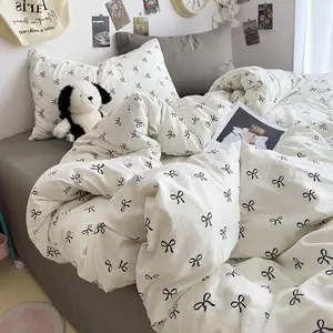 Bow Queen Comforter Set - Black Bow Comforter Set Queen Size, Bedding Set 3 Pieces, Soft Lightweight Comforter(90'’ x 90'’) for Girl All Season & 2 Pillowcases(30'’x20'’)