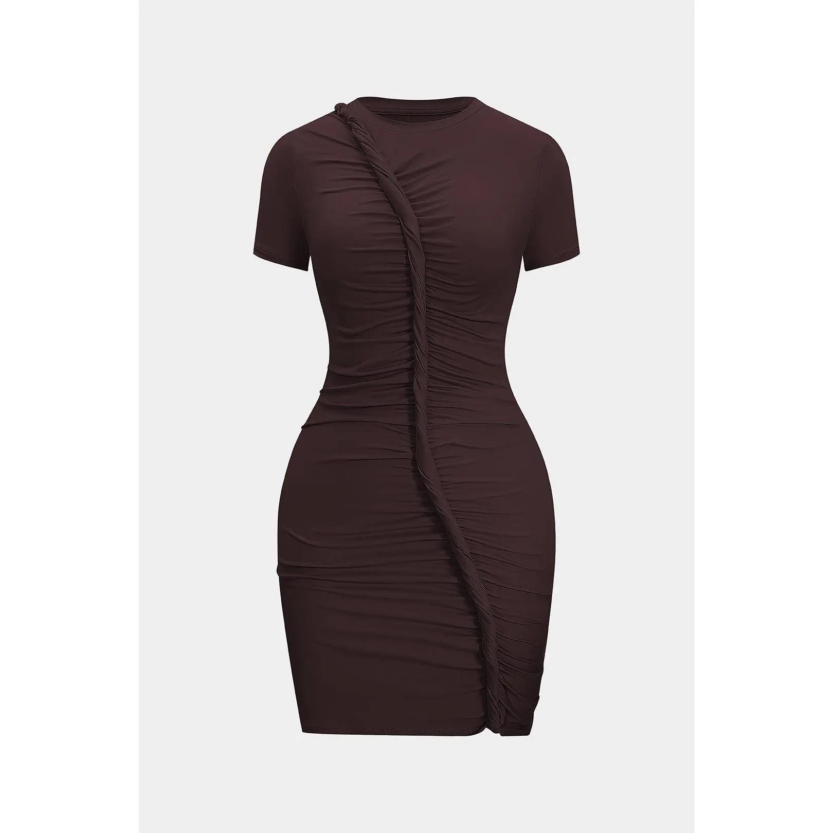 Women's Casual Asymmetrical Twist Knot Short-Sleeve Mini Dress, Breathable Fabric Cloth