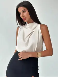 2026 Women's Solid Color Tank Top, Chic Fashion Top for Daily Wear, Ladies Clothes for Spring & Summer, Casual Comfy Fashion Layering Going Out Date Night Work Office Daily Wear All Seasons, crop top, halter top