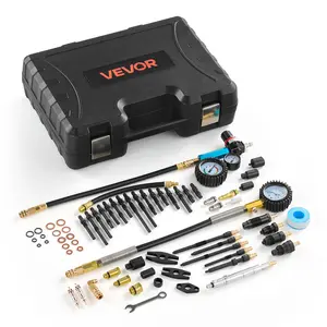 Summervibes VEVOR Engine Cylinder Compression Tester Kit, 0-700 PSI Pressure Gauge 0-100 PSI Leak Gauge, Automotive Leak Down Tester Kit with 4 Adapters, Pressure Check Leakage Rate Test on Cars, Motorcycles