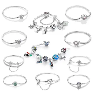 MULA Women's S925 Silver Bracelet Set, DIY Personalized Customization, Suitable for All Pandora Charms and Beads, Perfect Gift for Women and Girls