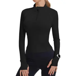 Workout Tops for Women Long Sleeve Quarter Zip Pullover Quick Dry Golf Shirt Athletic Slim Fit Crop Yoga Gym Tops tight  sweatpants