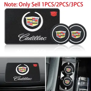 1/2/3Pcs Vehicle Car Coaster Water Cup Slot Non-Slip Mat Dashboard Sticky PVC Anti-Slip Pad Interior Auto Accessories For Cadillac ATS BLS CT4 CT6 CTS SRX ESCALADE STS XLR XT4 XT5 XTS SLS CT5 Deville