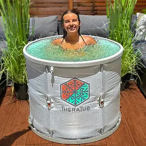 TheraTub Ice Bath - XL Foldable Cold Plunge Tub for Athletes Portable & Durable with Easy Install & Drain Spacious XL Size Compact Storage Aluminum Frame Polycarbonate Base