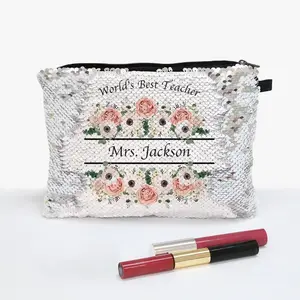 World's Best Custom Flip Sequin Makeup Pouch Bag