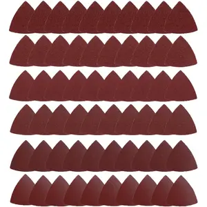 60Pcs 3-1/8 Inch Oscillating Multi Tool Sanding Pads, Assorted 40/60/80/120/180/240 Grits Sandpaper for Triangle Multitool