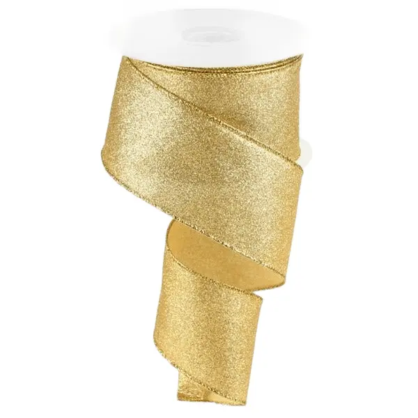2.5" x 10yd Shimmer Glitter Ribbon - Gold
