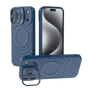 Textured Ripple Magnetic Case for iPhone 17 Pro Max 16 15 14 13 Pro Max, Compatible with MagSafe, Camera Kickstand Soft TPU Anti Slip Edge Military Grade Shockproof Case Cover summerwins