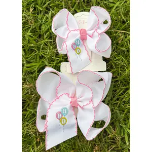 HBD Party Balloons Embroidered Bow