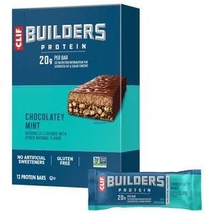 CLIF BUILDERS Protein Bars - Chocolatey Mint - Gluten Free (12 Pack)