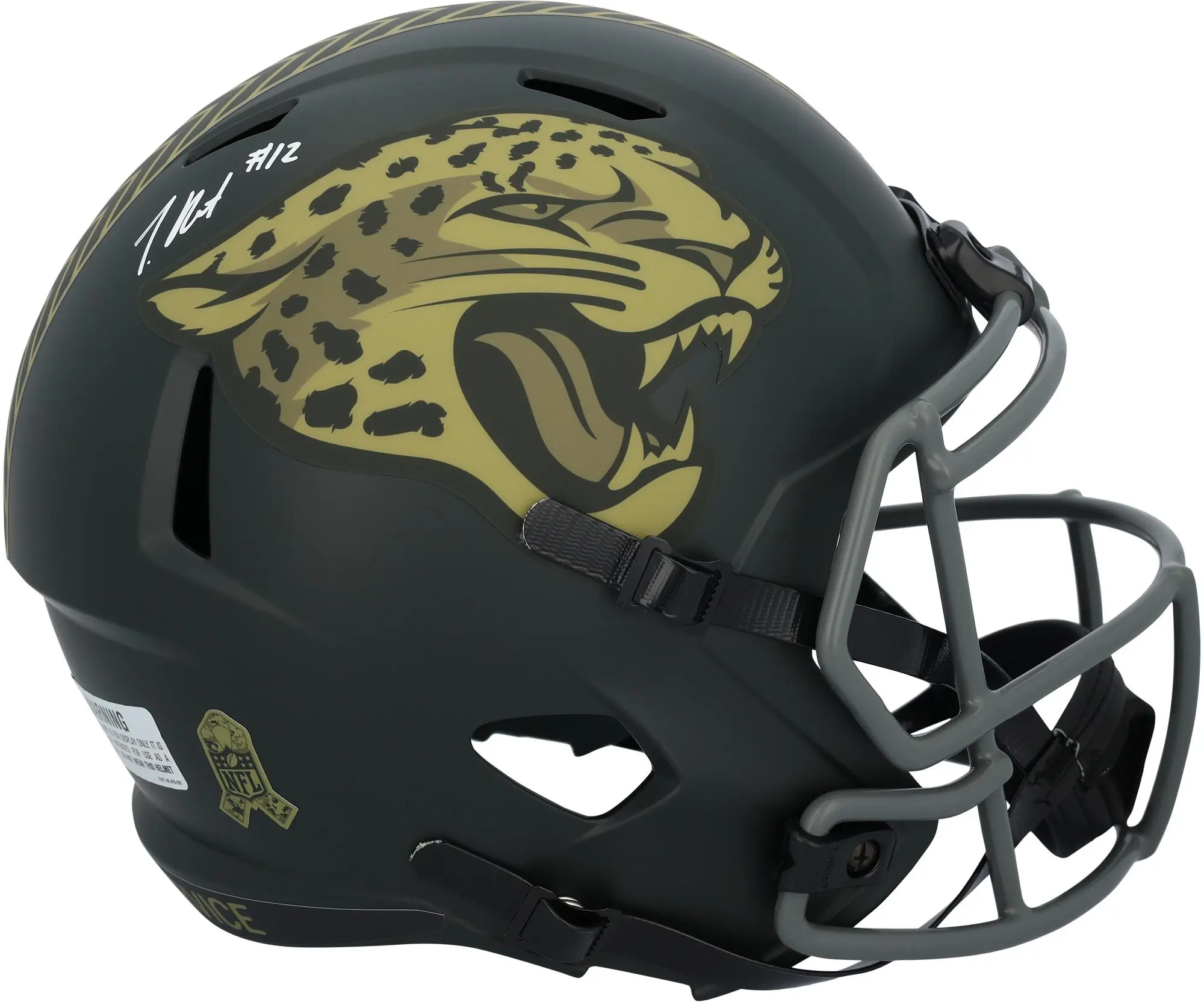 Travis Hunter Jacksonville Jaguars Autographed Riddell 2025 Salute To Service Speed Replica Helmet - Fanatics Authentic Certified