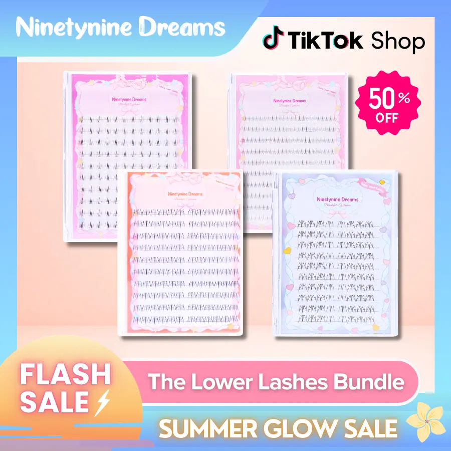Ninetynine Dreams Lower Lashes Bundle (4 Styles, 440PCs Included) | Natural to Dramatic Bottom Lashes Collection — C Curl Ultra-Thin Band Soft Lightweight Bottom Lash Clusters, Beginner Friendly Makeup Essential DIY Bottom False Eyelashes Cosm