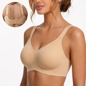 French Seamless Bra, Thin Cup, Jelly Gel Soft Support, Side Breast Shaping, Plus Size Lingerie for European & American Figures wireless t-shirt bra