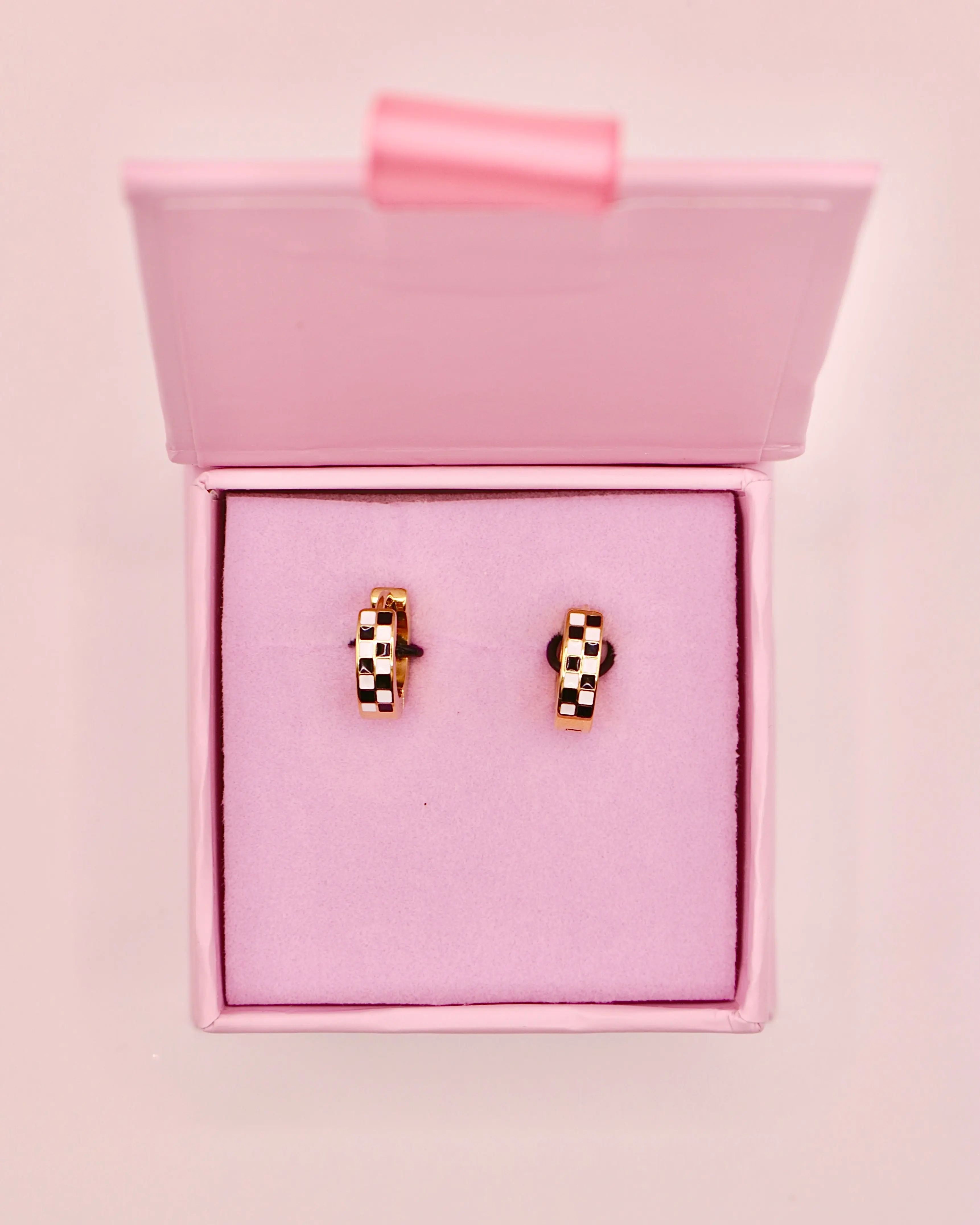 Checkered Huggie Earrings