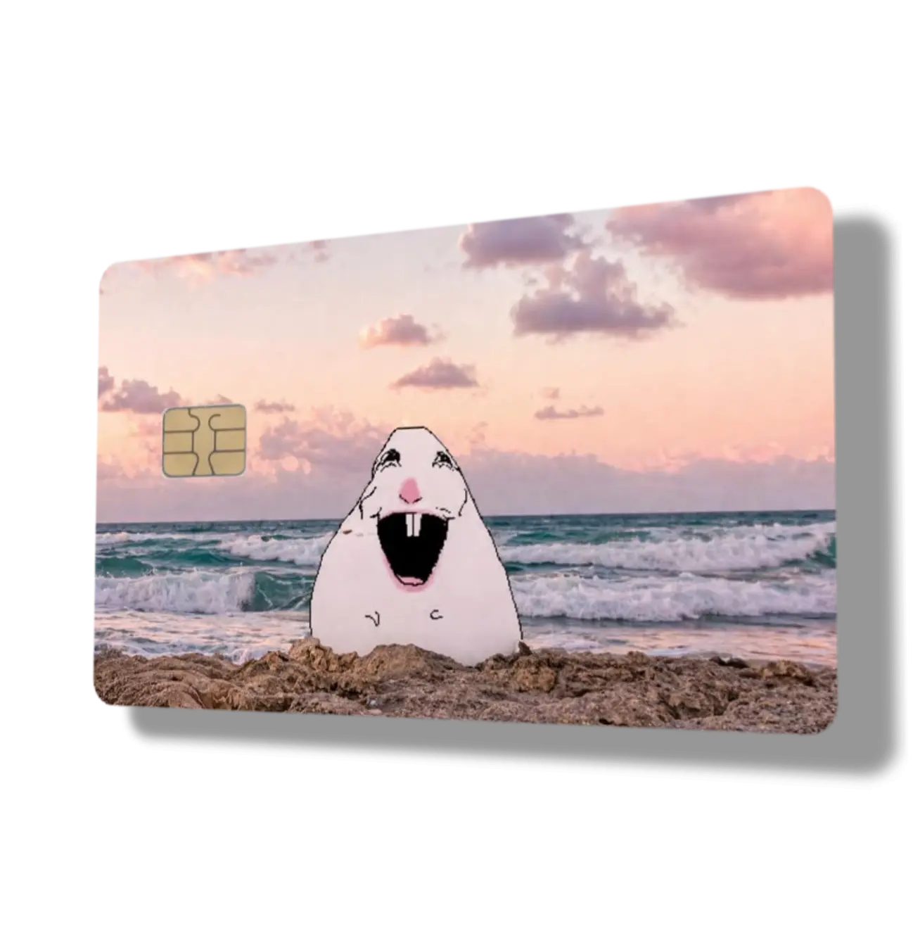 Goofy Hamster Beach Meme Debit Card or Credit Card Sticker