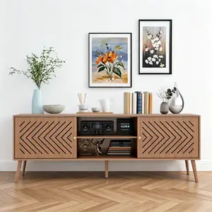 JUMRHFAN Mid Century Modern TV Console, Large TV Stand For 70 Inch TV, Living Room Storage