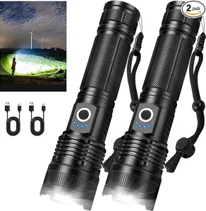 2PACKS Rechargeable LED Flashlights | Ultra-Bright High Lumen Tactical Torch | 5 Modes Zoomable COB Light | Spring Camping EDC Must-Have | TikTok Viral Outdoor Essentials 2026