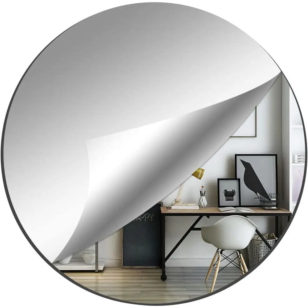 Glass Round 6 inch Self Adhesive Mirror Sticker Small Circle Mirror Sheet for DIY Crafts Glass Mirror Plates for Wedding Table Centerpieces Walls Decor