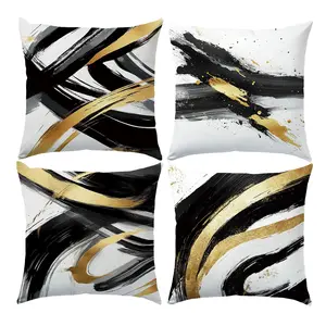 4PCS Ink Throw Pillow Cover, 18 x 18 Inch, Pillow Cover for Cushion Living Room, Bedroom, Couch and Sofa, High Listed Printed (No Pillowcase Insert)