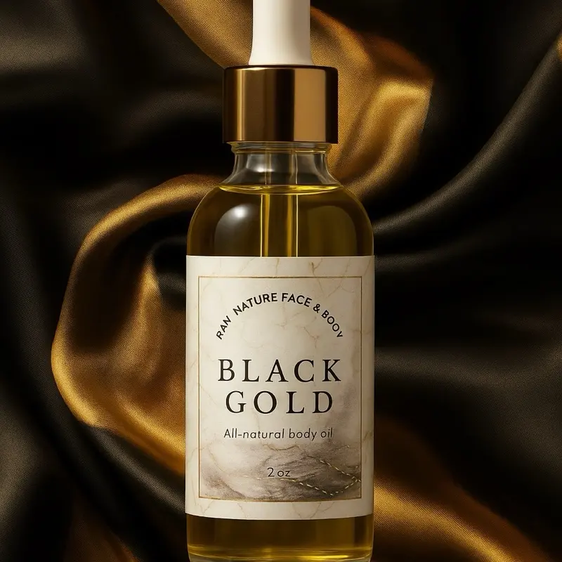 Black Gold Body Oil - 123g Luxurious Hydrating Formula with Amber Musk & Vanilla Scent for Men - Fragrance Lightweight Blend