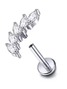 Women's Titanium Ear Tragus Labret Ring, Internally Threaded Helix Cartilage Piercing Earrings, 16g/18g, All Seasons Wear