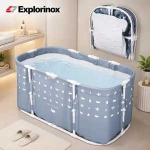 Explorinox Large Foldable Bathtub for Adults, Portable Collapsible Soaking Tub for Shower Stall, Non-Inflatable SPA Tub for Hot Bath, Ice Bath & Home Relaxation, No Installation Required
