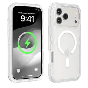 Magnetic Clear iPhone Case for 17/16/15/14/13/12 Series, Non-Yellowing Acrylic Cover, Military Grade Shockproof Protective Phone Case with Wireless Charging Perfect Gift for Her/Him