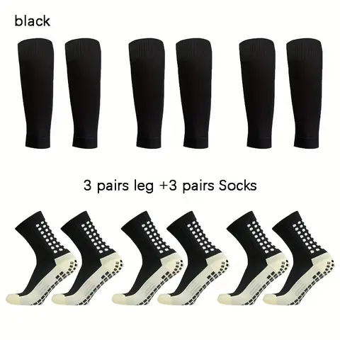 JSLEAP 1/2/3/4 Grip Socks Soccer with Leg Sleeves | Anti-Slip Performance Socks for Men & Women