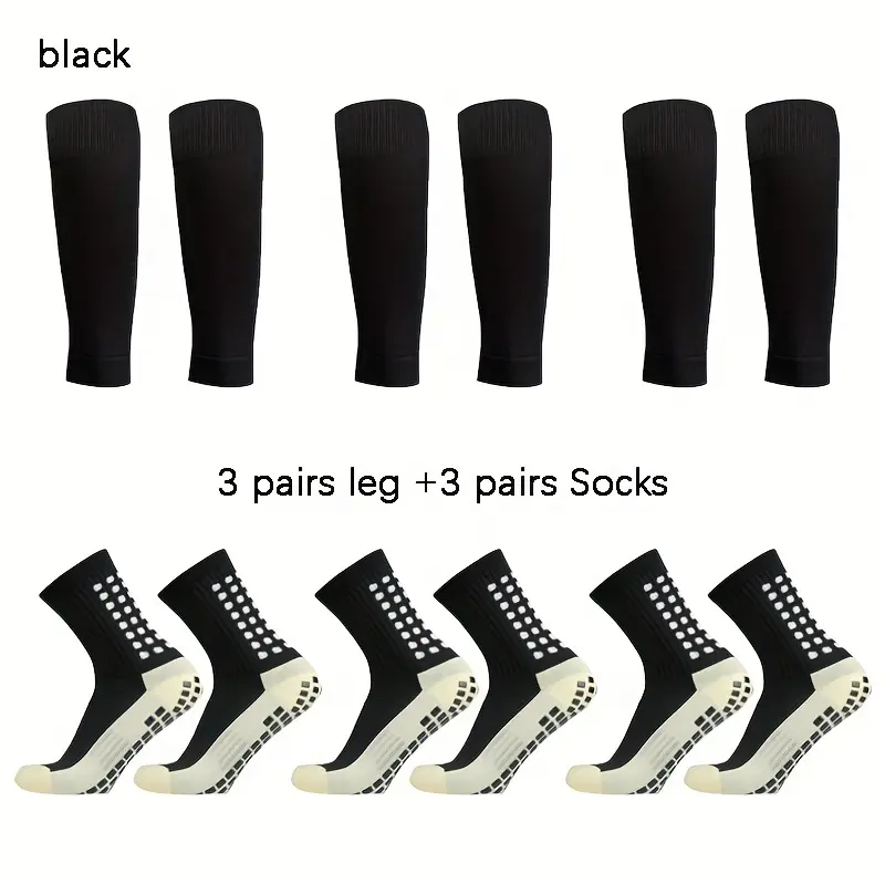 1/2/3/4 Grip Socks Soccer with Leg Sleeves | Anti-Slip Performance Socks for Men & Women