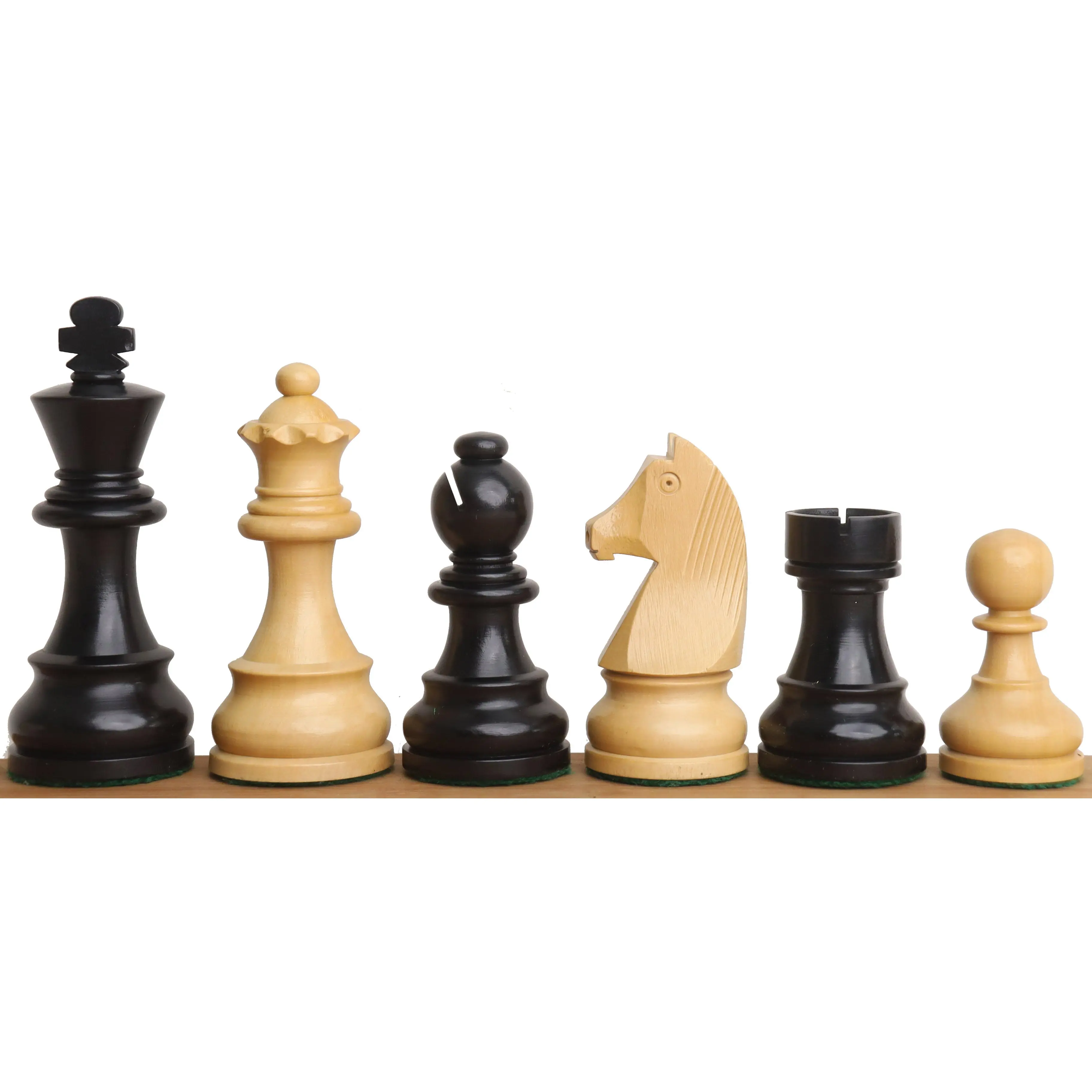 3.9" Tournament Chess Set - Chess Pieces Only - Ebonised Boxwood with Extra Queens