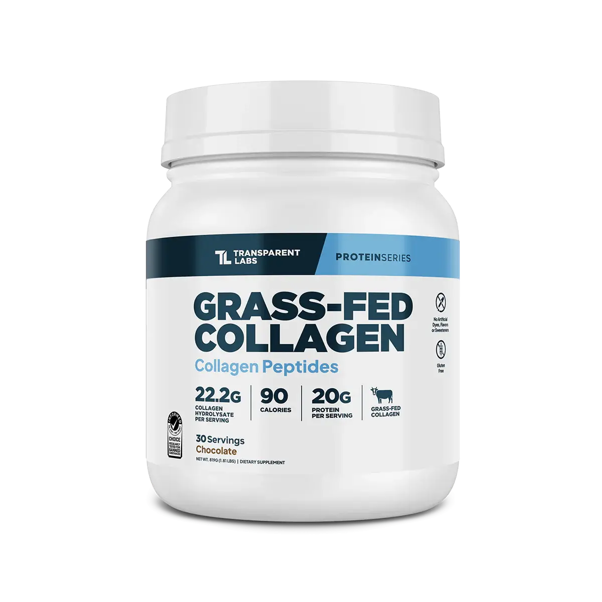 Transparent Labs Grass-Fed Collagen Powder - 22.2g Hydrolysate Peptides, Naturally Sourced, Dietary Healthy Aging Supplement for Adults, All Natural, Gluten-Free, No Artificial Sweeteners/Colors, for Coffee, Tea