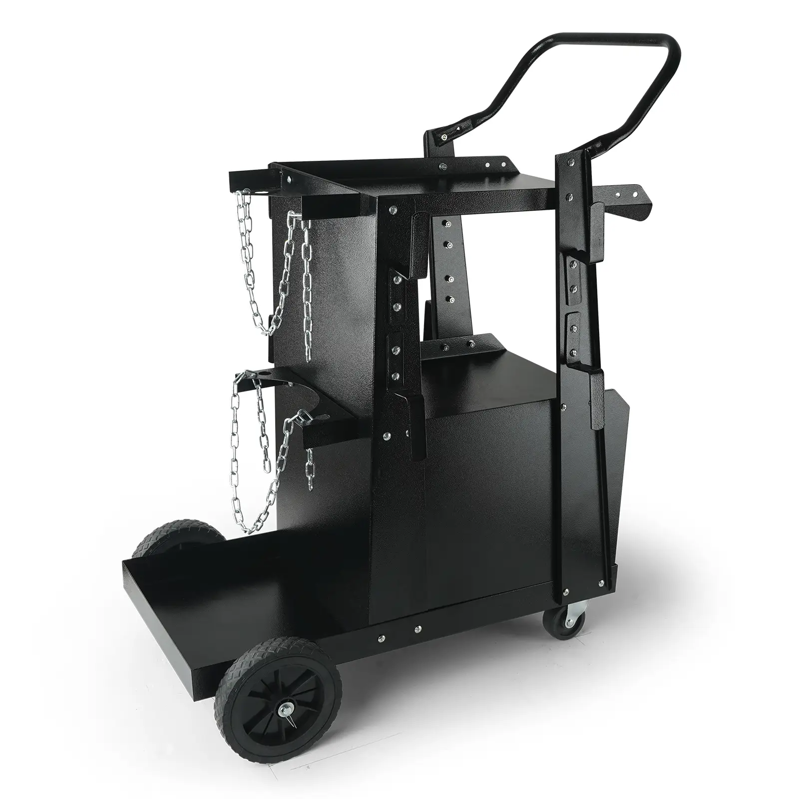 VEVOR Welding Cart, 2-Tier Heavy Duty Welder Cart with Anti-Theft Lockable Cabinet, 265LBS Weight Capacity, 360° Swivel Wheels, Tank Storage Safety Ch