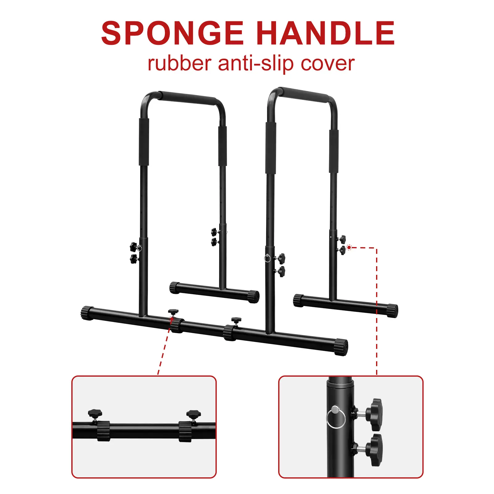 Unisex Adjustable Customizable Dip Bar & Back Extension Machine, 350LBS Heavy-Duty Steel Parallel Bars, Foam-Padded Functional Home Gym Calisthenics Equipment, Portable Indoor-Outdoor Balance Frame for Tricep Dips, Full-Body Training