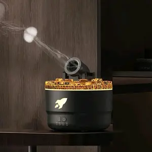 Cannon Blast Humidifier with Smoke Ring Effect, Volcanic Crack Aroma Diffuser with 7 Color LED Lights, USB Desktop Ultrasonic Humidifier for Home Office