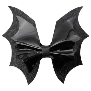 Batwing Black PVC Hair Bow Clip