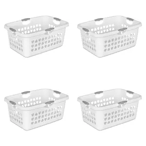 Sterilite 2 Bushel Ultra™ Laundry Basket Plastic Adult, White, Set of 4