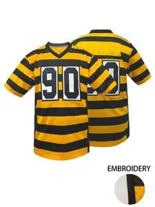 Men's Steelers Football Jersey #90 All-Season Loose-Fit V Neck Sports Jersey,Breathable Embroidered Design, Casual Short Sleeve Tee for Men & Women, Sports Tops